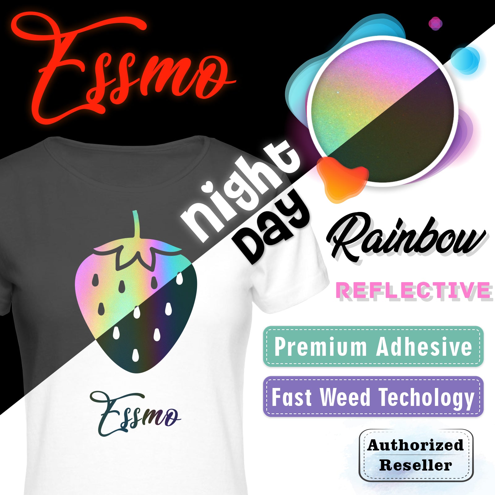 ESSMO™ Rainbow Reflective Heat Transfer Vinyl HTV RT01